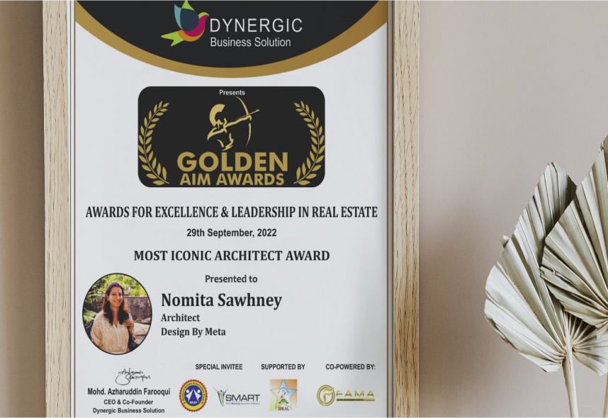 Dynergic Business Solutions Golden Aim Awards Most Iconic Award presented to Nomita Sawhney Architect Design By Meta- September 29, 2022